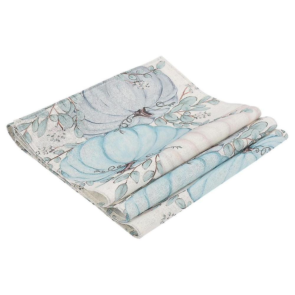 Fall Eucalyptus Leaves Pumpkins Table Runner, Autumn Thanksgiving Kitchen Dining Table Decoration F