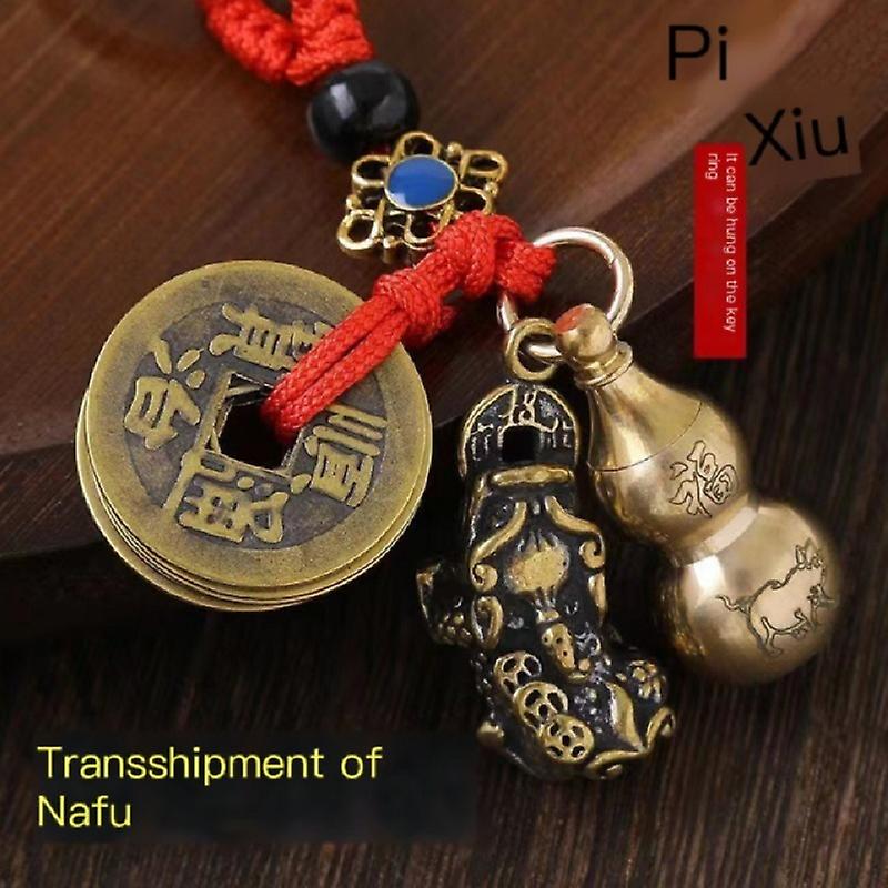 1pc Brass Pixiu Gourd Praying Key Chain Good Luck Fengshui Key Chain