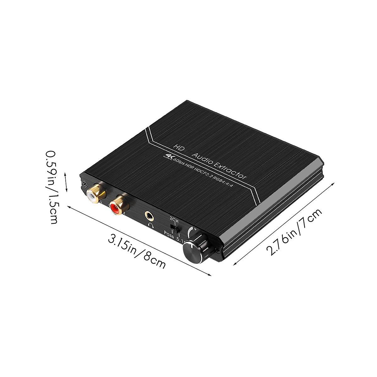 4K/60Hz Audio Switcher RCA HD Converter with Volume Control R/L Output Splitter for Multi-Device Co