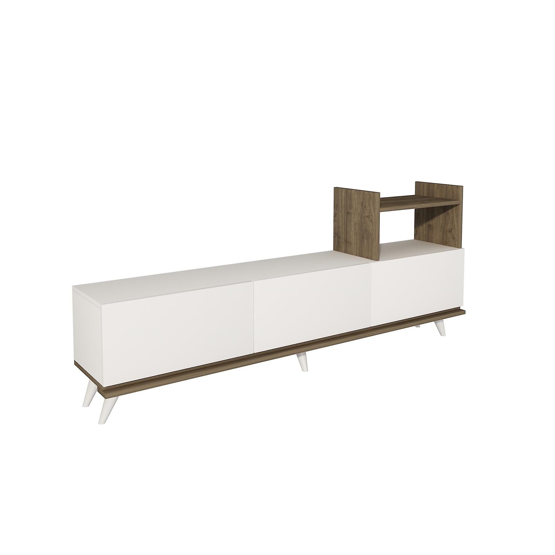 Ezel TV Stand - White & Walnut