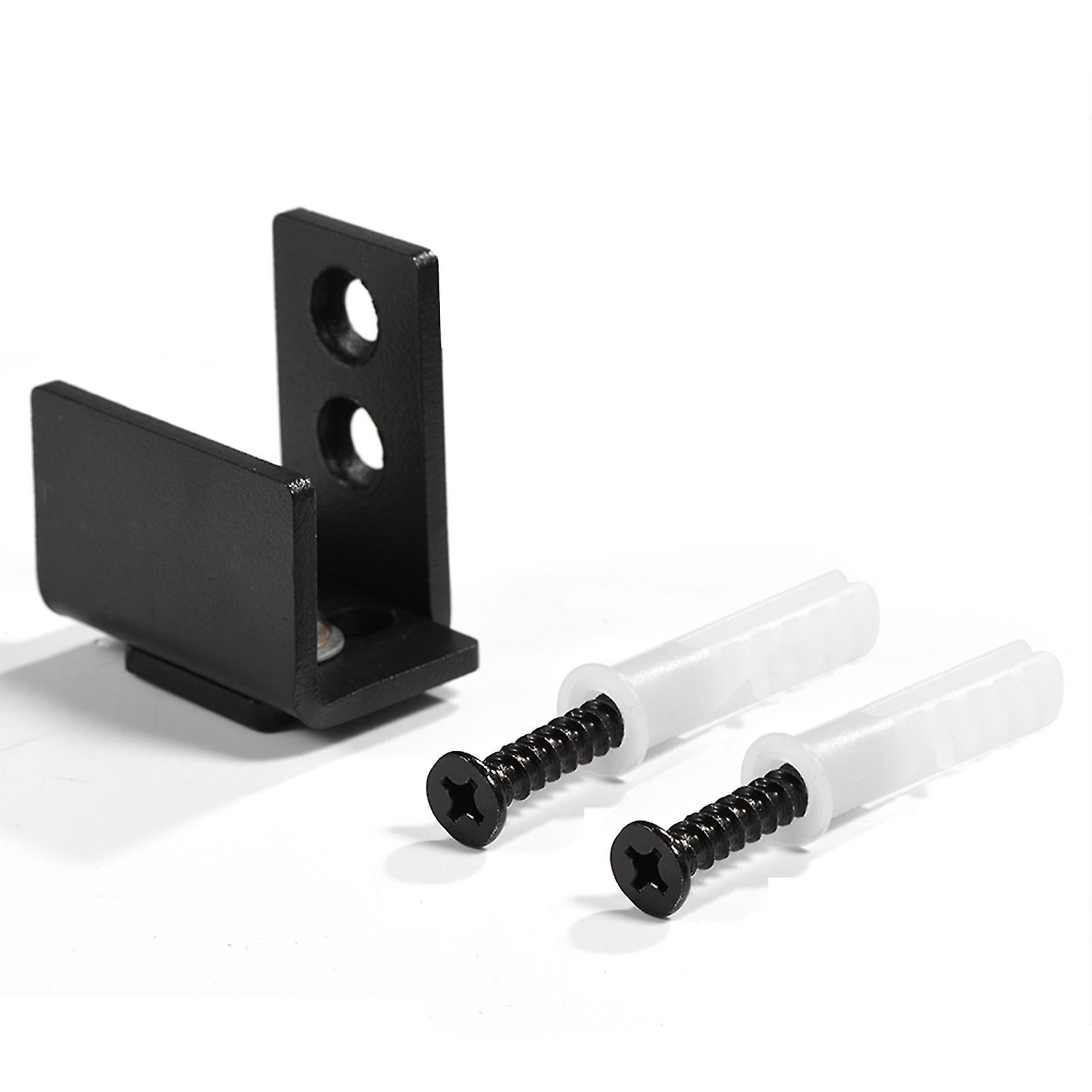 1 Piece Black Steel Sliding Barn Door Hardware Bottom Wall Mount Floor Guide with Screws