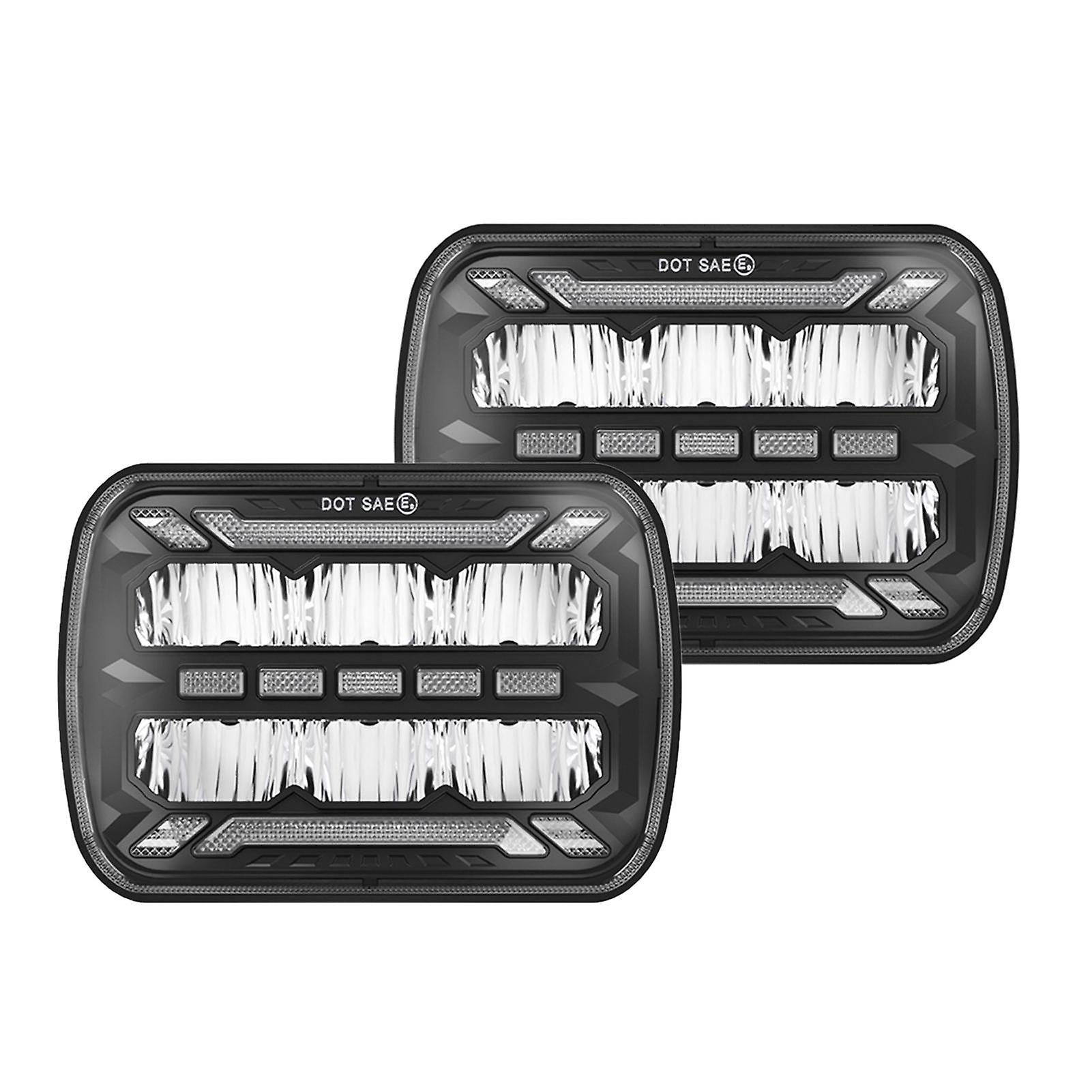 7x6 LED Headlights 5x7 Square LED Headlamp 1Pair with Daytime Running Lights Turn Signal Light High