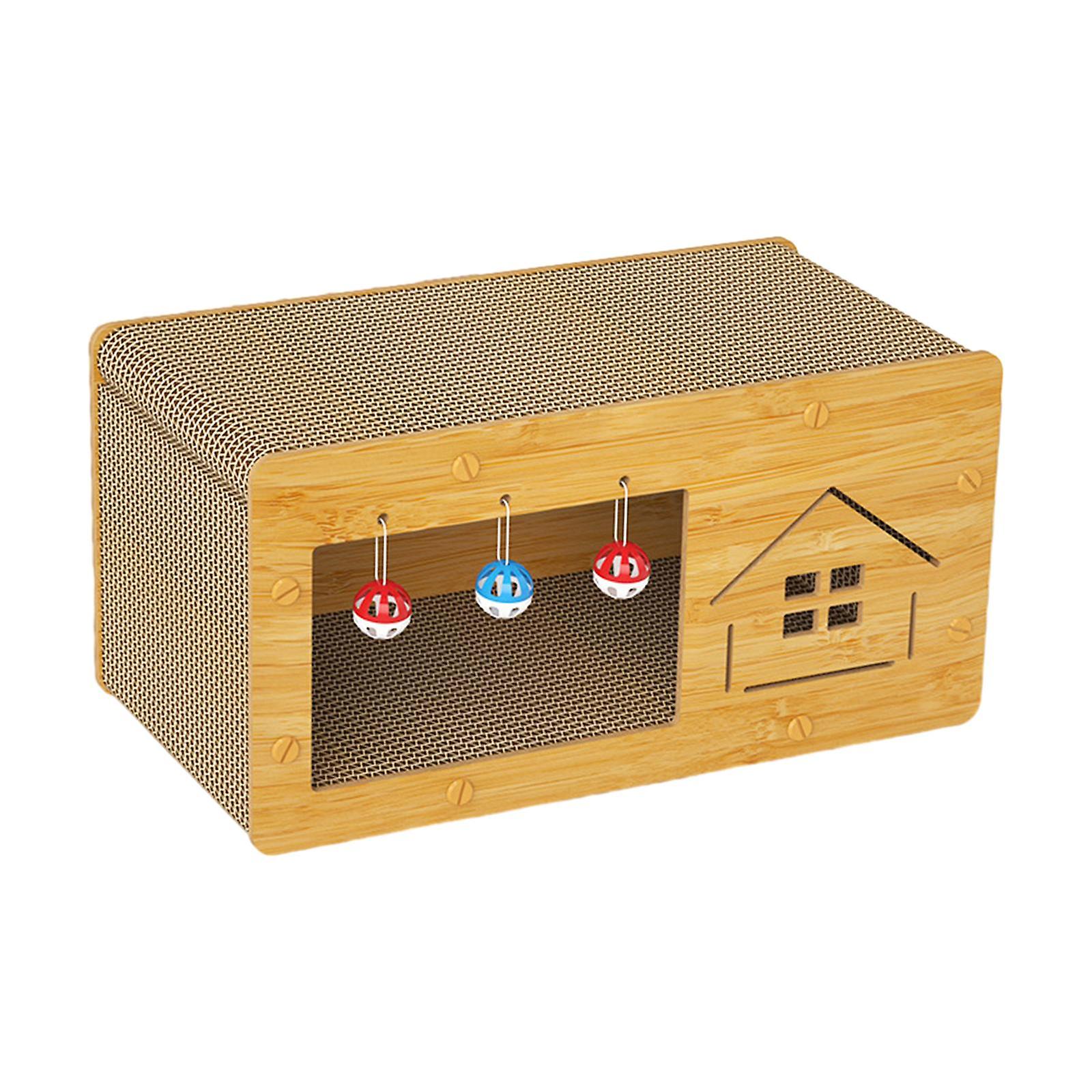 Cat Nest with Scratch Pad Kitty Sleeping Bed Ornament with Bell Ball Cat Bed XL House Pattern