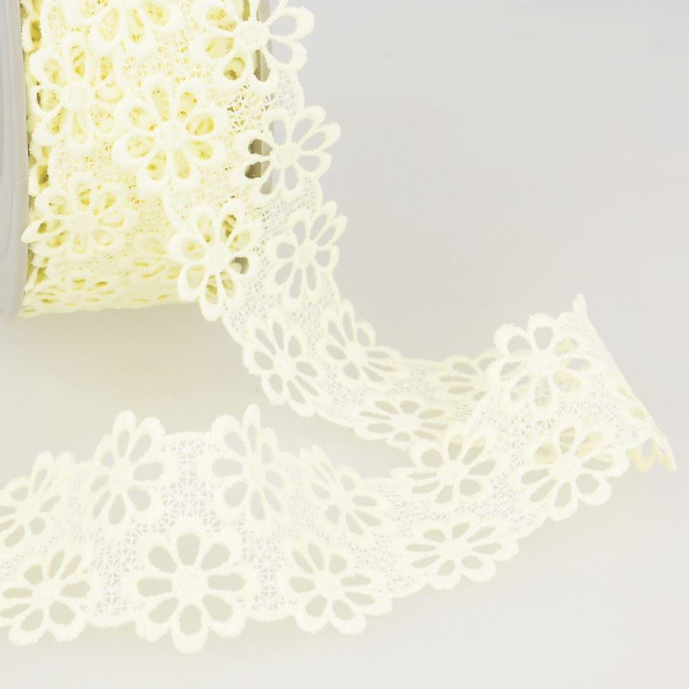 40mm Stephanoise Guipure Lace Trim Straw Yellow - per metre