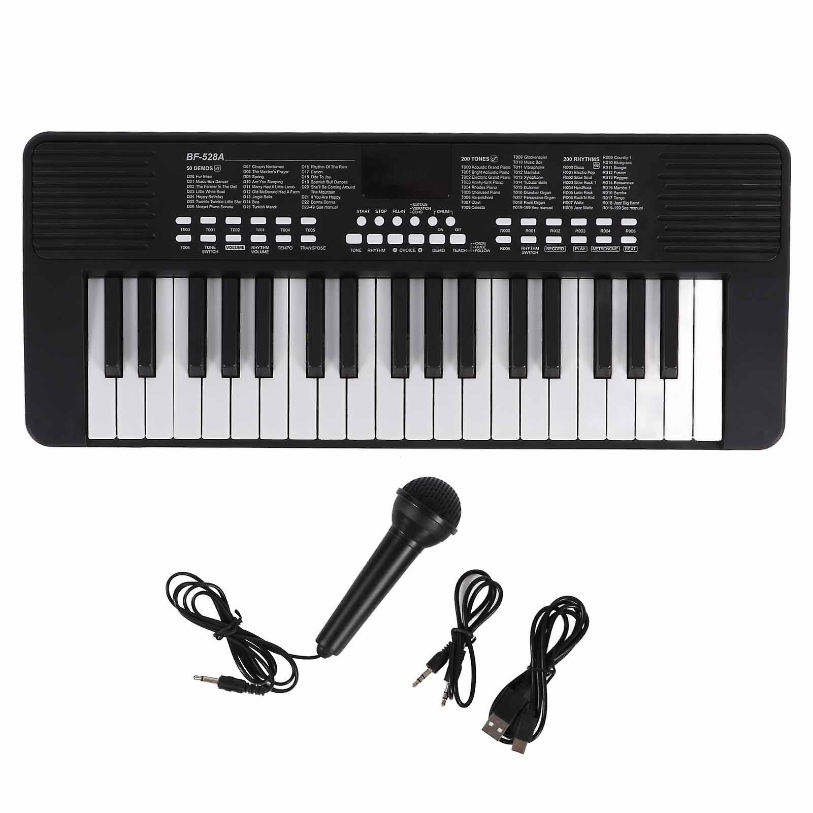 37 Keys Portable Electronic Keyboard, Rechargeable Piano with Headphone Jack, Educational Instrument