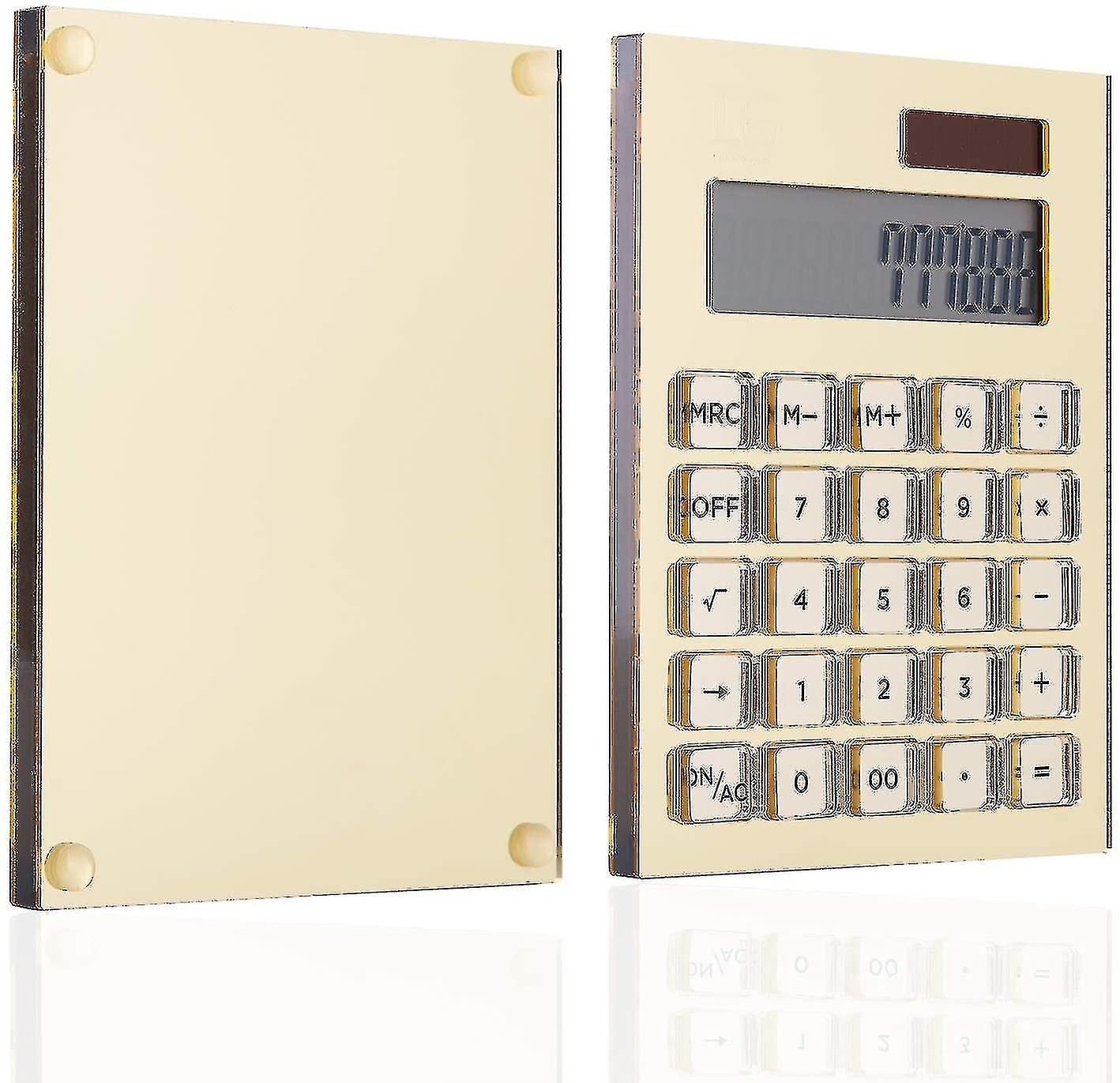 Clear Gold Acrylic Battery + Solar Basic Calculator By Draymond Story