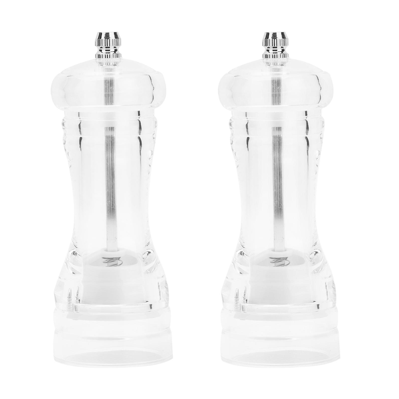 2er-Pack klare Acryl Manuelle Pfeffermühle Salz Gewürzmühlen 6" Küche Mahlwerkzeug