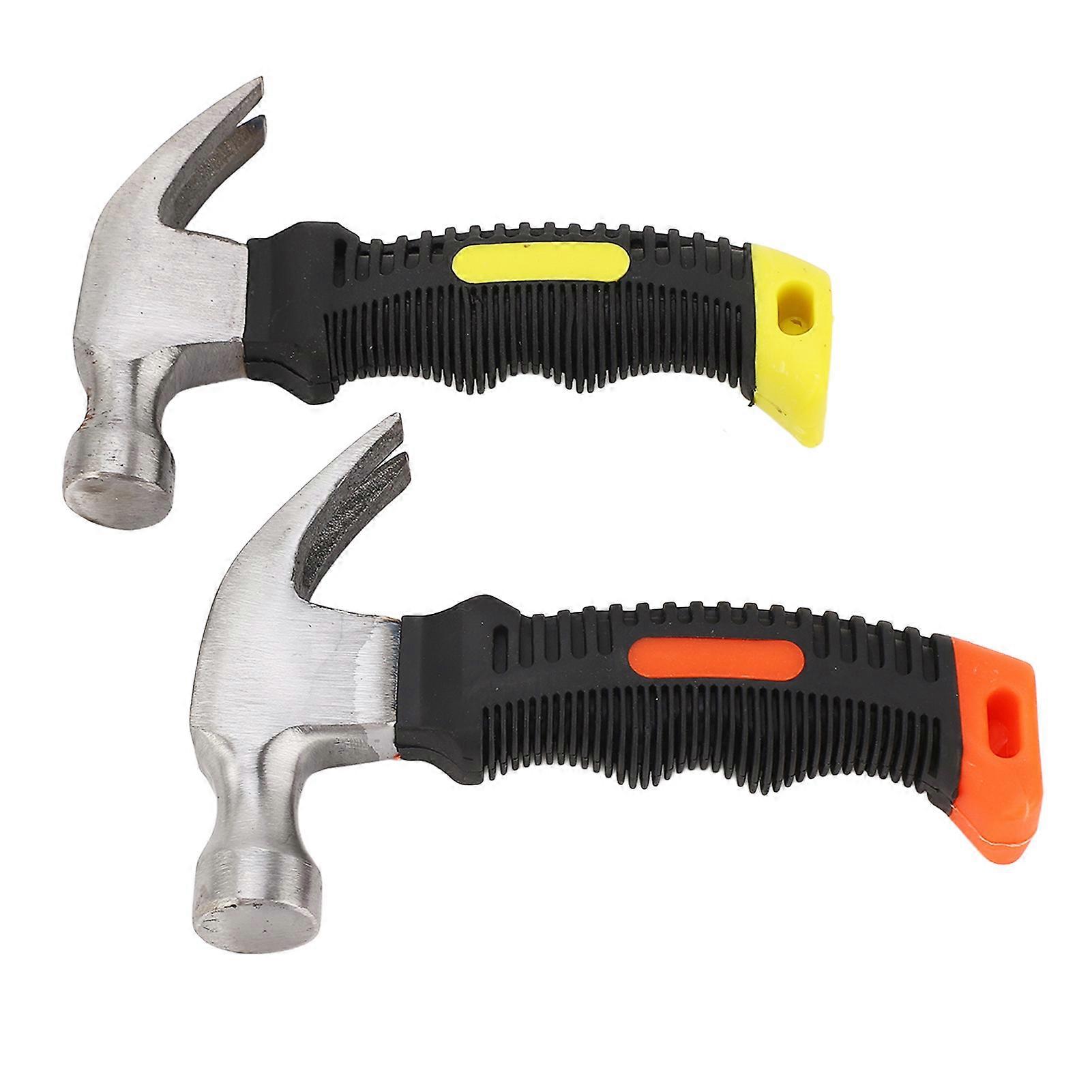 2Pcs Claw Hammer Mini Nail Puller Round Face High Strength TPR Handle Portable Hammer Tool for Working
