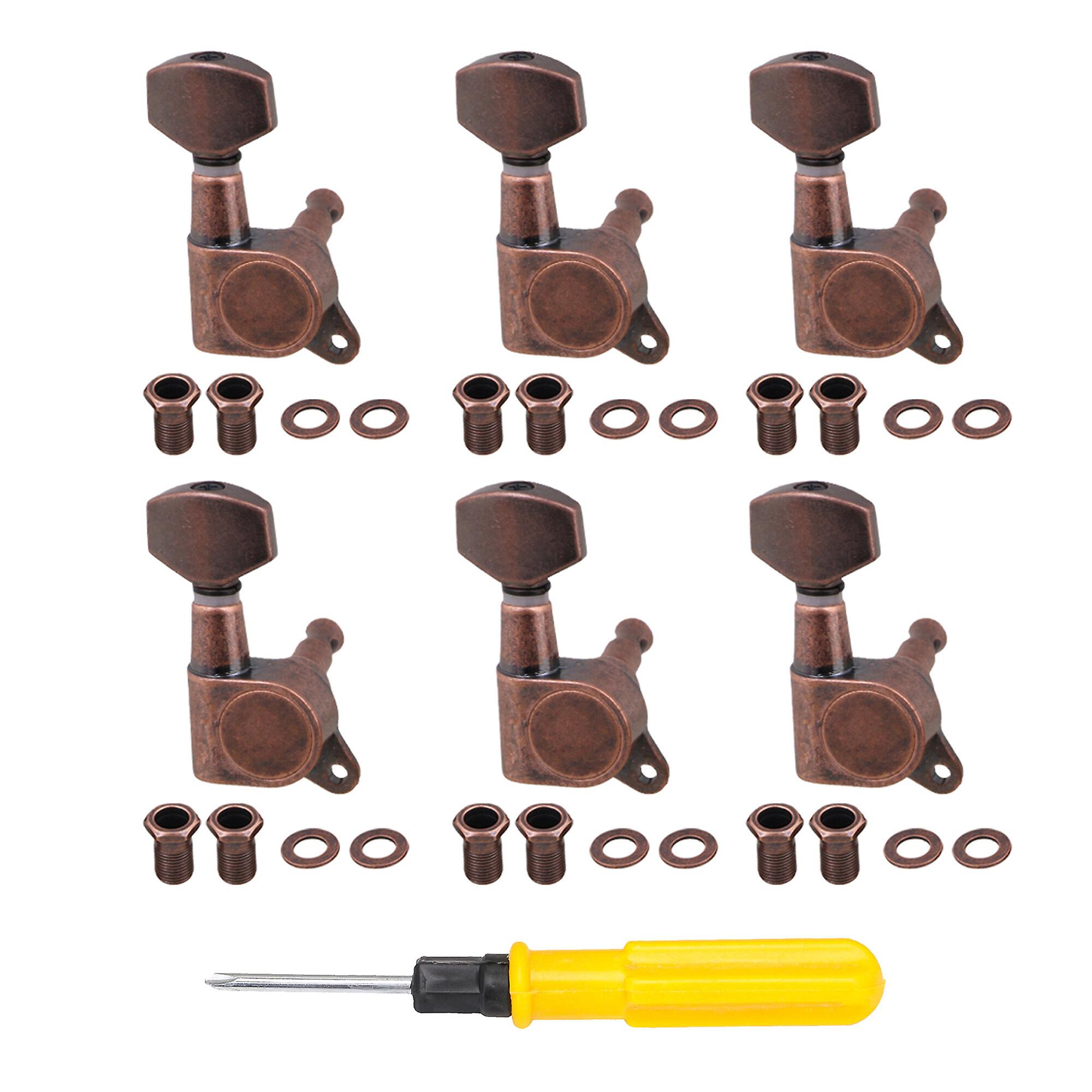 7 Pcs Electric Guitars Machine Heads 3 Left 3 Right Bronzy w/ Screws Kit
