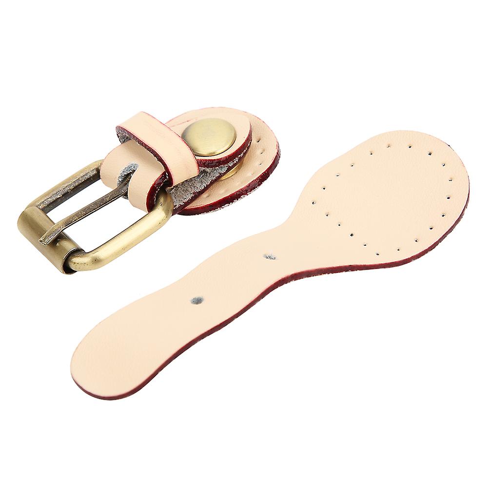 Split Cowhide Leather Bag Buckle, Handmade Hardware Accessory with Bronze Fittings (Natural)
