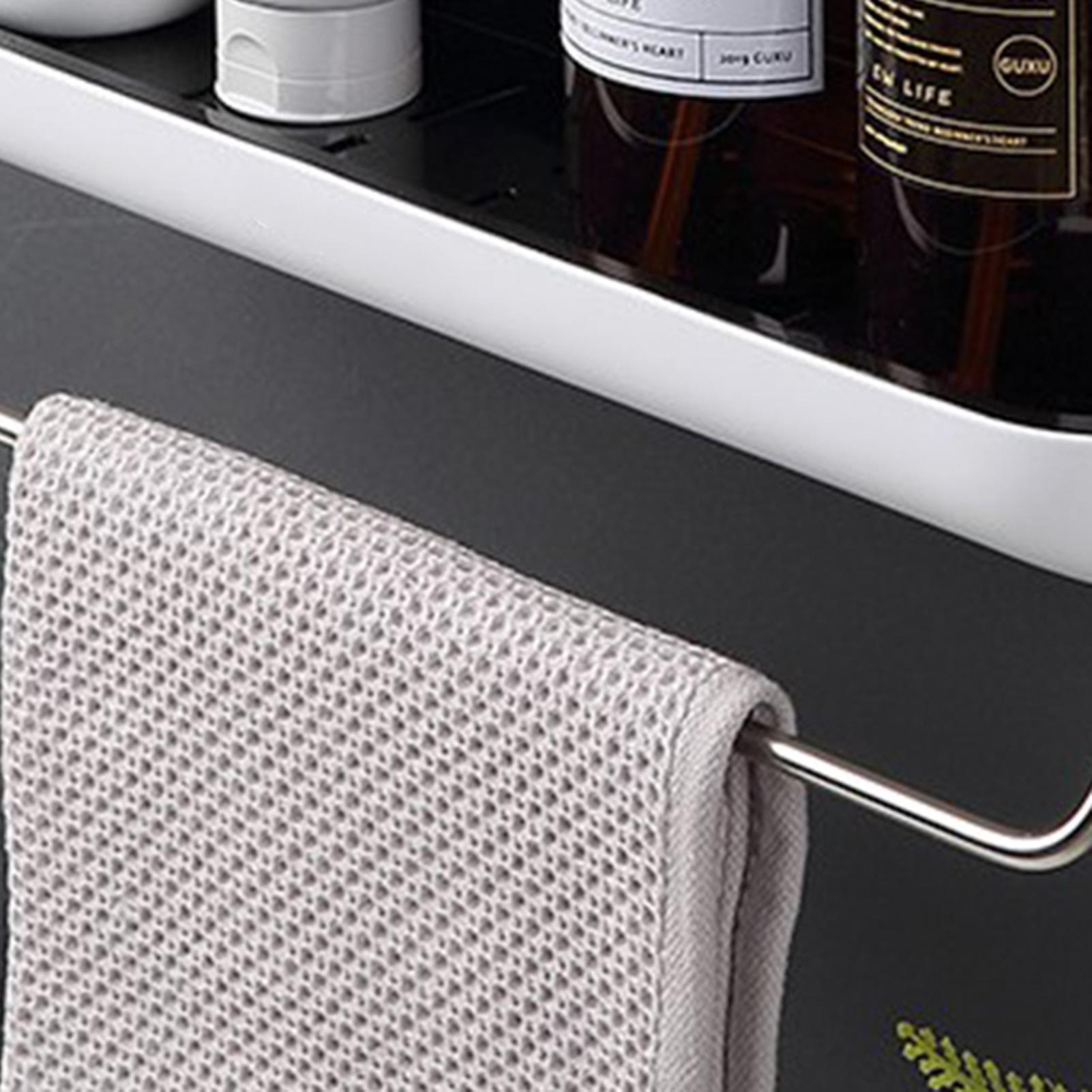 Wall Mounted Black Ventilated Bathroom Storage Rack Plastic Shelf