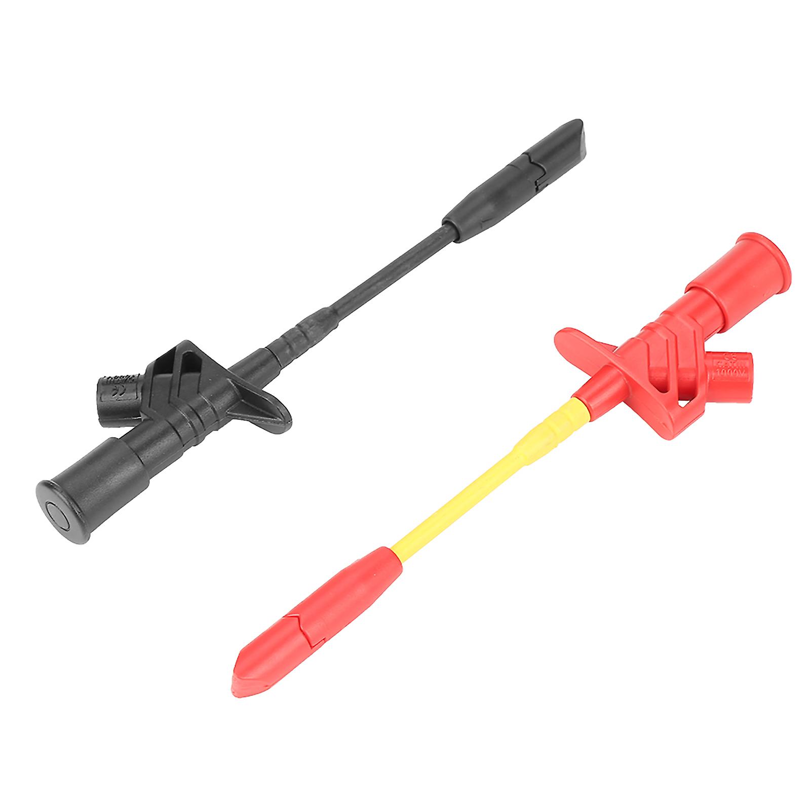 P5005 2pcs Fully Insulated Quick Piercing Test Needle Hook Multimeter Testing Probes 4mm Socket