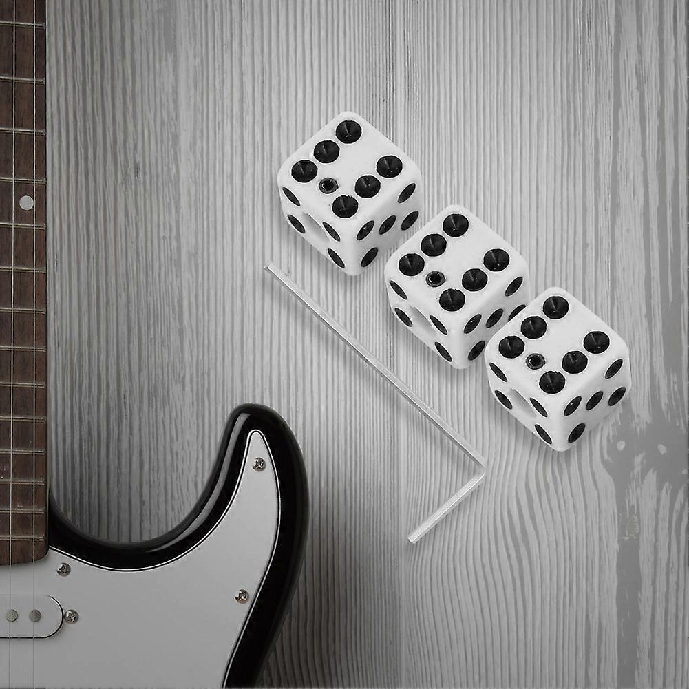 3Pcs Black White Dice Style 1.6cm Guitar Volume Tone Knobs