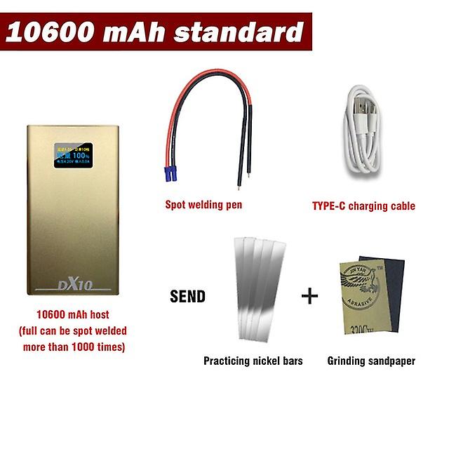 4.2-5V 2a 10600mah Dx10 Handheld Spot Welder Machine 6*300a Mos 8awg Spot Pens For 18650 0.2mm Nickel Sheets Type-c Charge