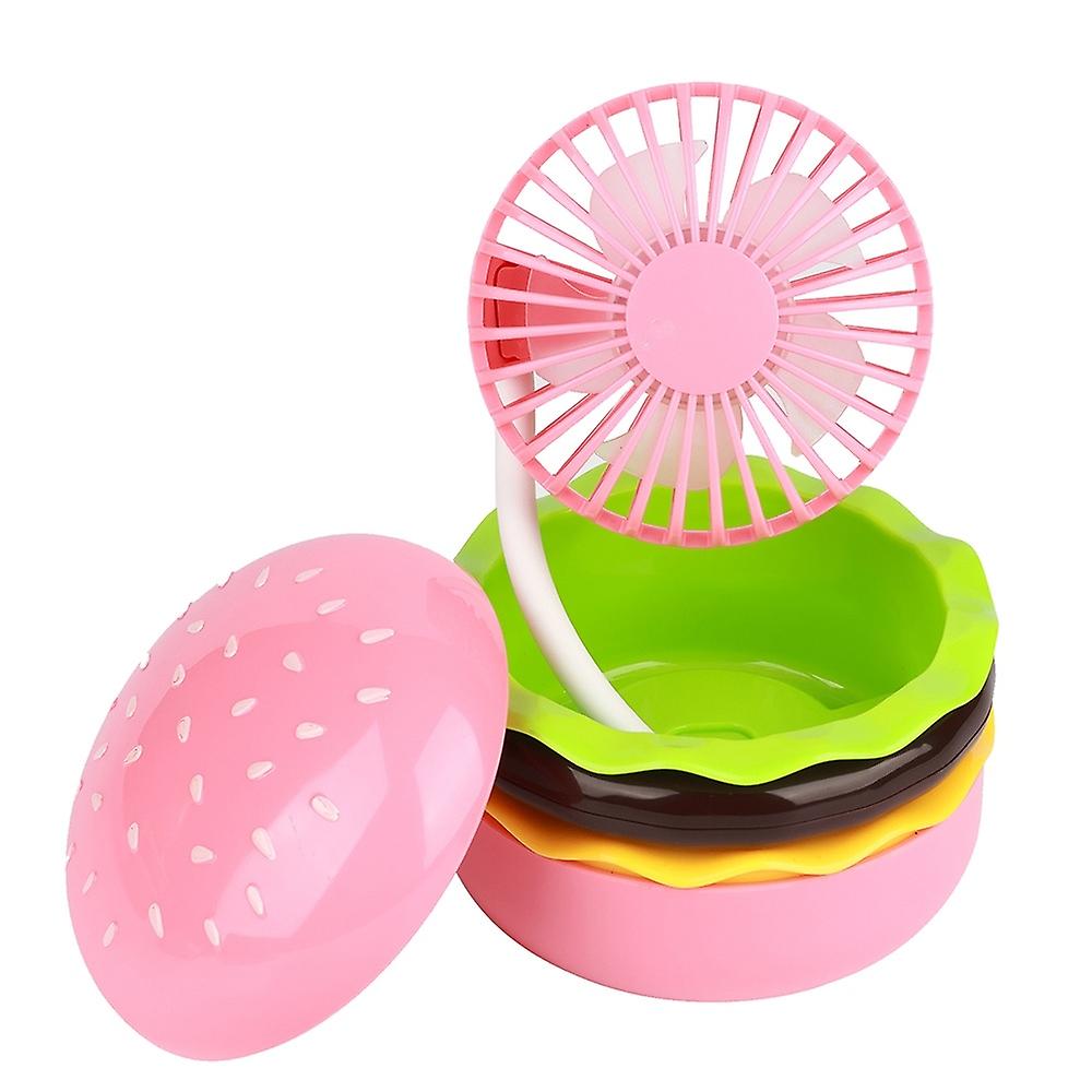Hamburger Shaped Mini Desktop Fan with Cosmetic Mirror