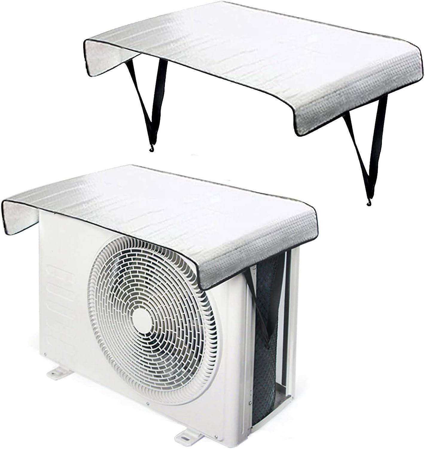 Κάλυμμα Κλιματιστικού Εξωτερικού Χώρου - 2 Προστατευτικό Κάλυμμα Εξωτερικής Μονάδας - 94.5cmx47cm - Αλουμίνιο - Ασημί και Μαύρο - Αδιάβροχο - Ανθεκτικό στην υπεριώδη ακτινοβολία