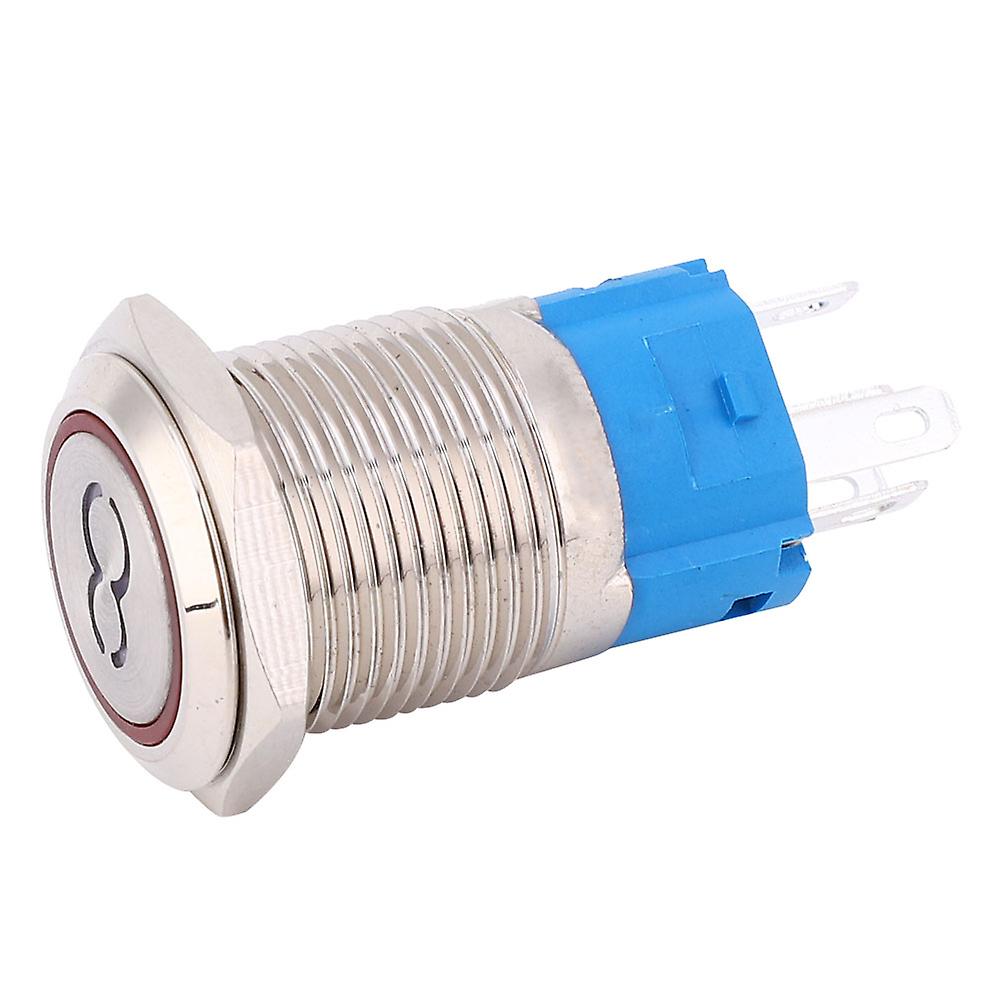 2 Pcs 16mm Button Switch Stainless Steel Flat Head Self-Reset 5 Pin Button with '8' SymbolRed 3~6VDC