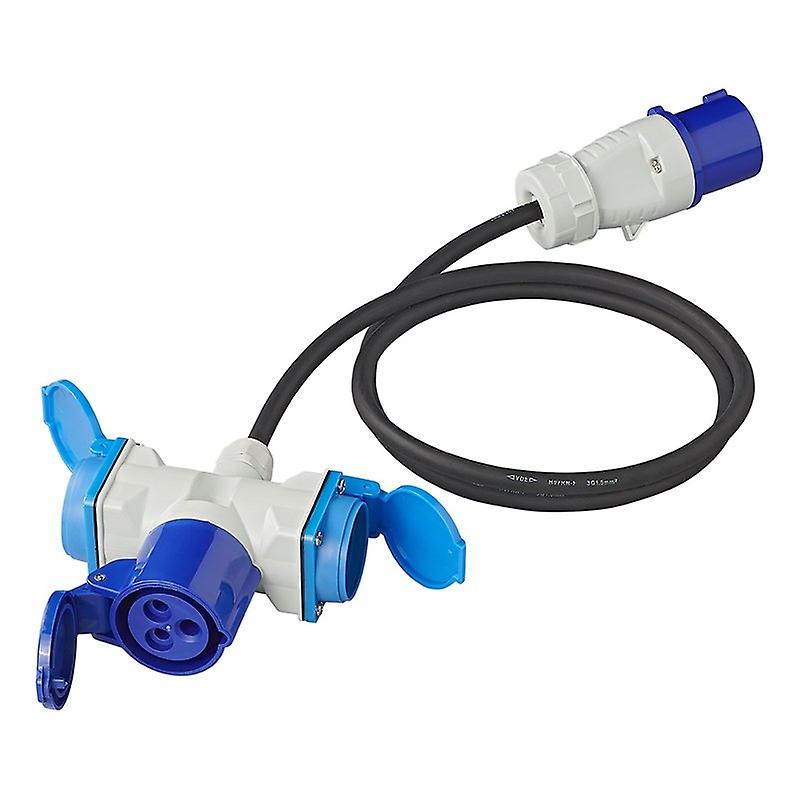 Adapter cable 150cm 3x2.5mm² from CEE connector to 2xSchuko + 1xCEE socket