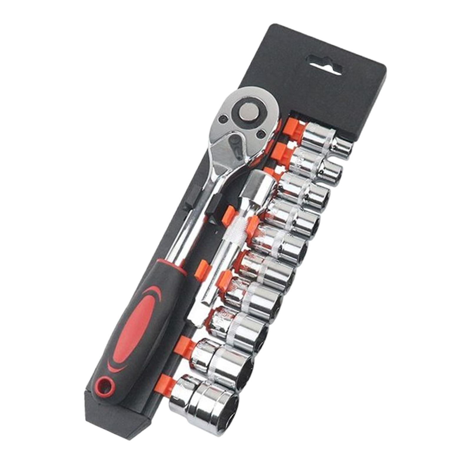 12x Ratcheting Socket Wrench Set Reversible Multifunctional Drive Socket Set 12.5mm