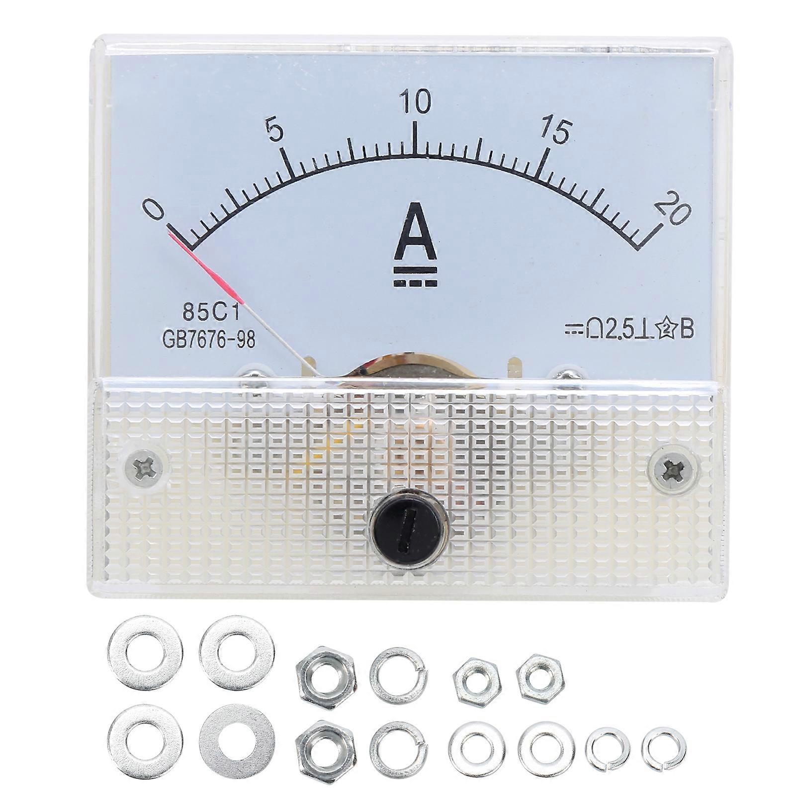 85C1 DC 0-20A Pointer Ammeter Head Electrical Circuit Current Measuring Device Tool