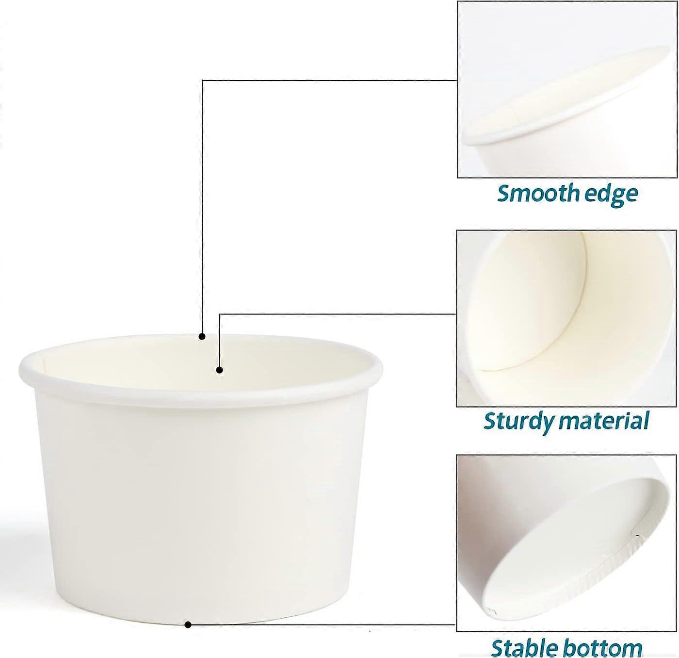 Paper Ice Cream Cups,60 Pieces 3 oz Disposable White Paper Dessert Cups ...