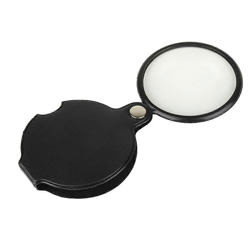 Mini Pocket Magnifier, 60mm 5X Folding Magnifier with Rotating Leather Protective Case, Black