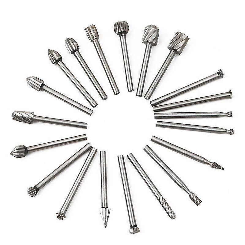 20 Pcs Rotary Burrs, HSS Rotary Burrs Milling Bits Woodworking Routing Tool Accessories Rotary Tool 3mm Shank for Dremel