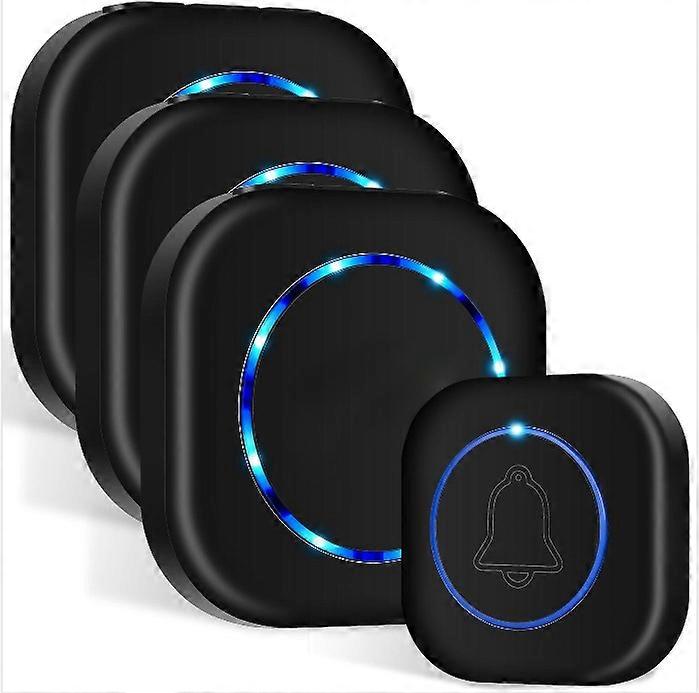 Europæisk standard intelligent elektronisk dørklokke - sort - en til tre