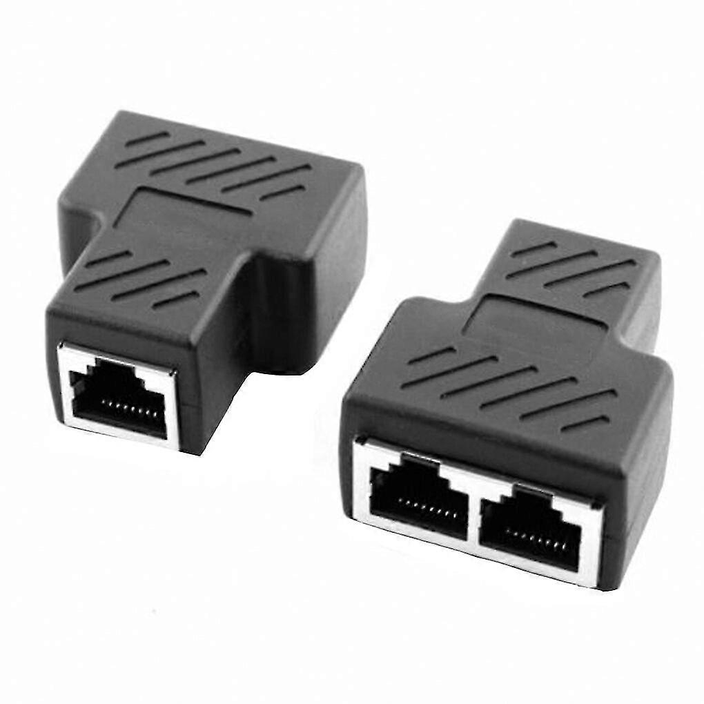 2 stk Internett-kabel splitter Ethernet RJ45-kabel dual port kontakt nettverksledning splitting konvertere