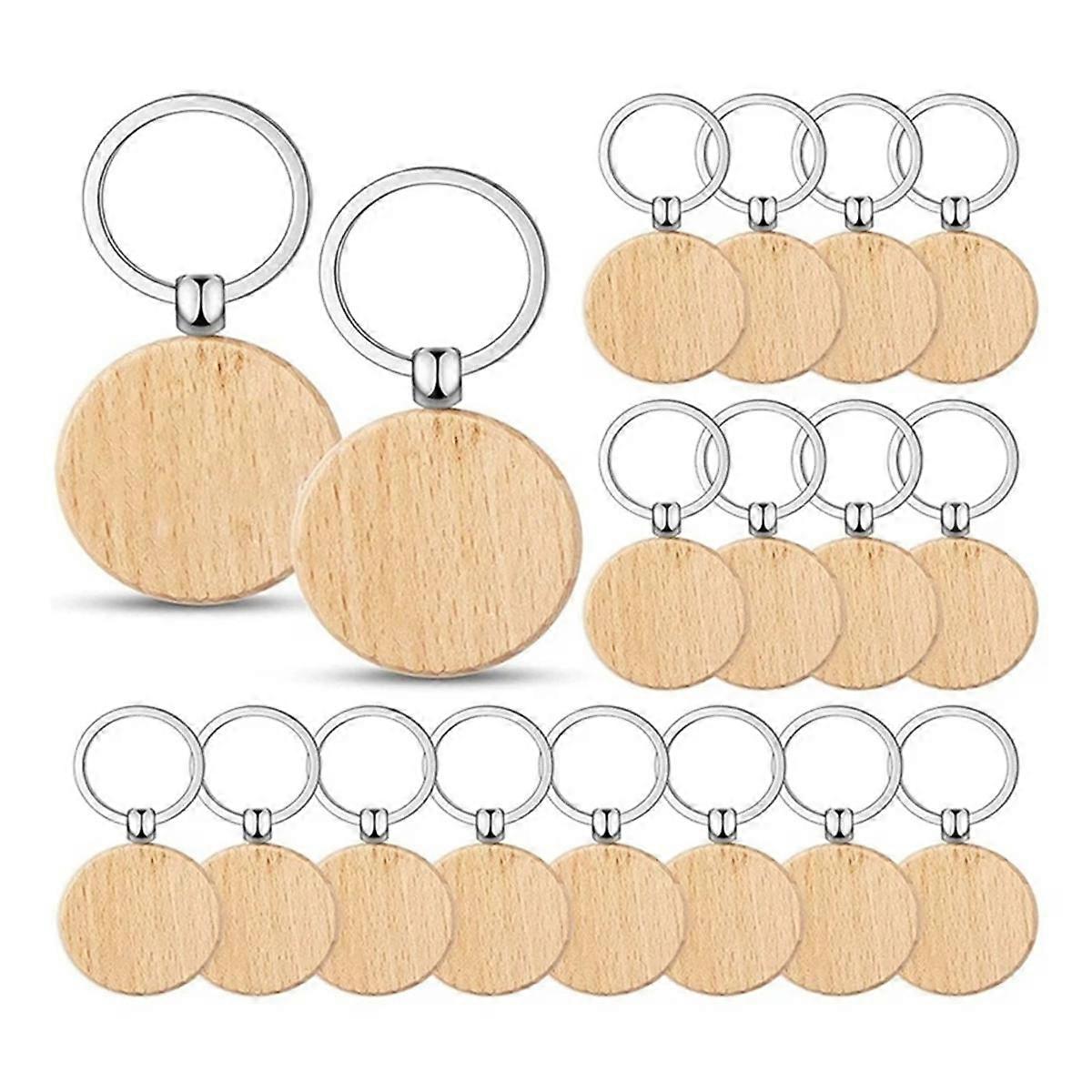 60Pcs κενές στρογγυλές ξύλινες βασικές ετικέτες μπρελόκ ξύλου μπρελόκ Diy μπορούν να χαράξουν τα δώρα Diy
