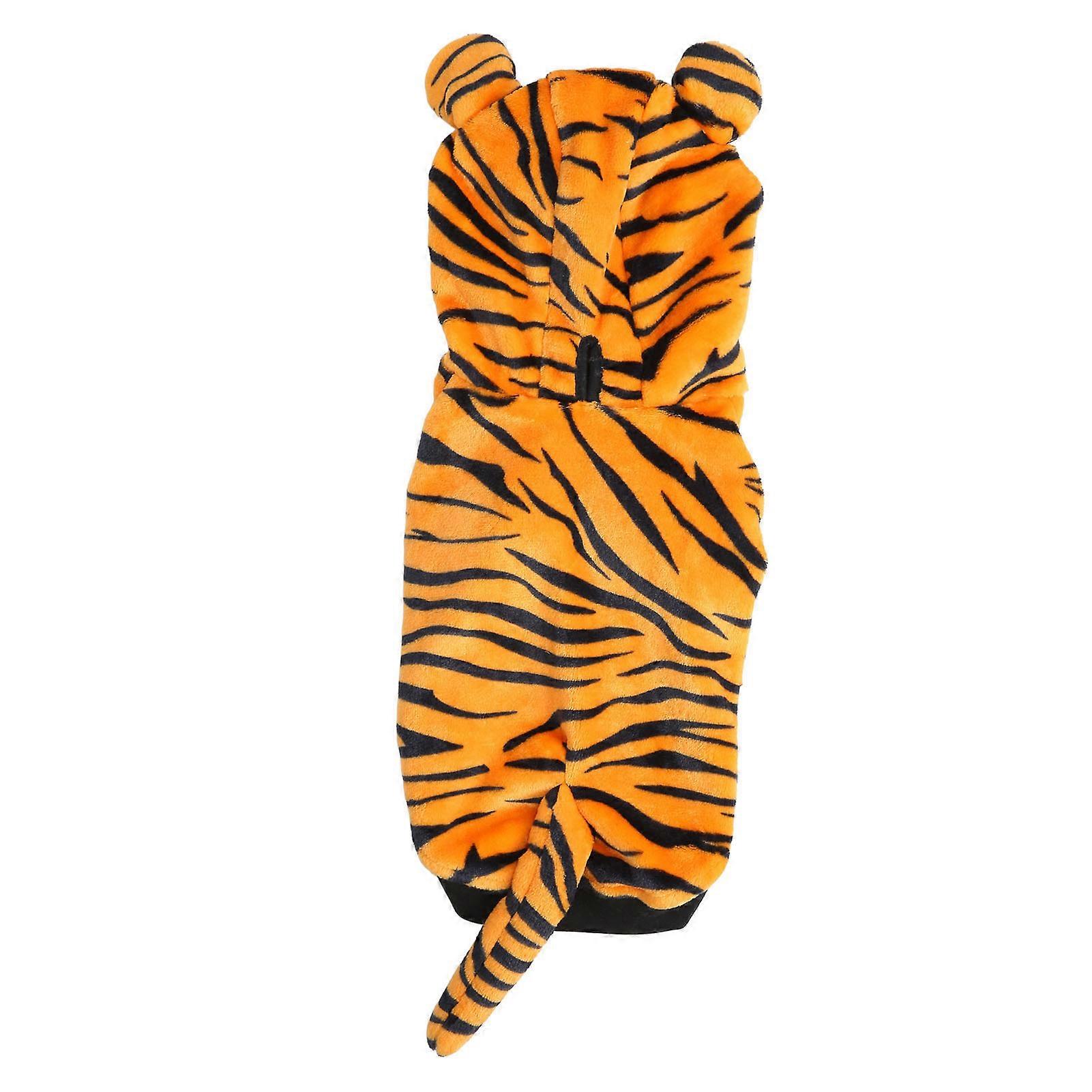 Chien Tiger Sweat à capuche Doux Polyester Coton Rembourré Chaud Confortable Chien Hiver Sweatshirt avec Queue de Tigre pour Fête Quotidienne S