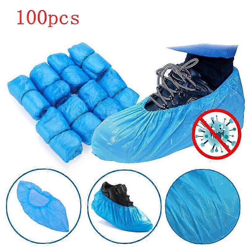 100 جهاز كمبيوتر شخصى البلاستيك يغطي الأحذية القابل للتصرف تنظيف الأحذية في الهواء الطلق يوم ممطر السجاد تنظيف غطاء الأحذية للماء أغطية الأحذية