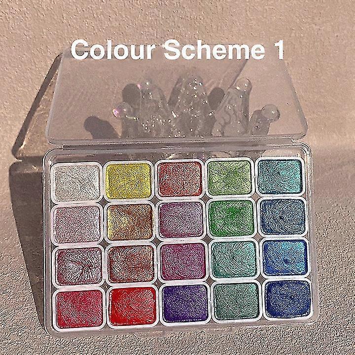 20 لونا مجموعة الرسم بالألوان المائية 20 لون لؤلؤة صلبة ألوان مائية صبغة لوحة مائية لؤلؤ تلوين FAN0283