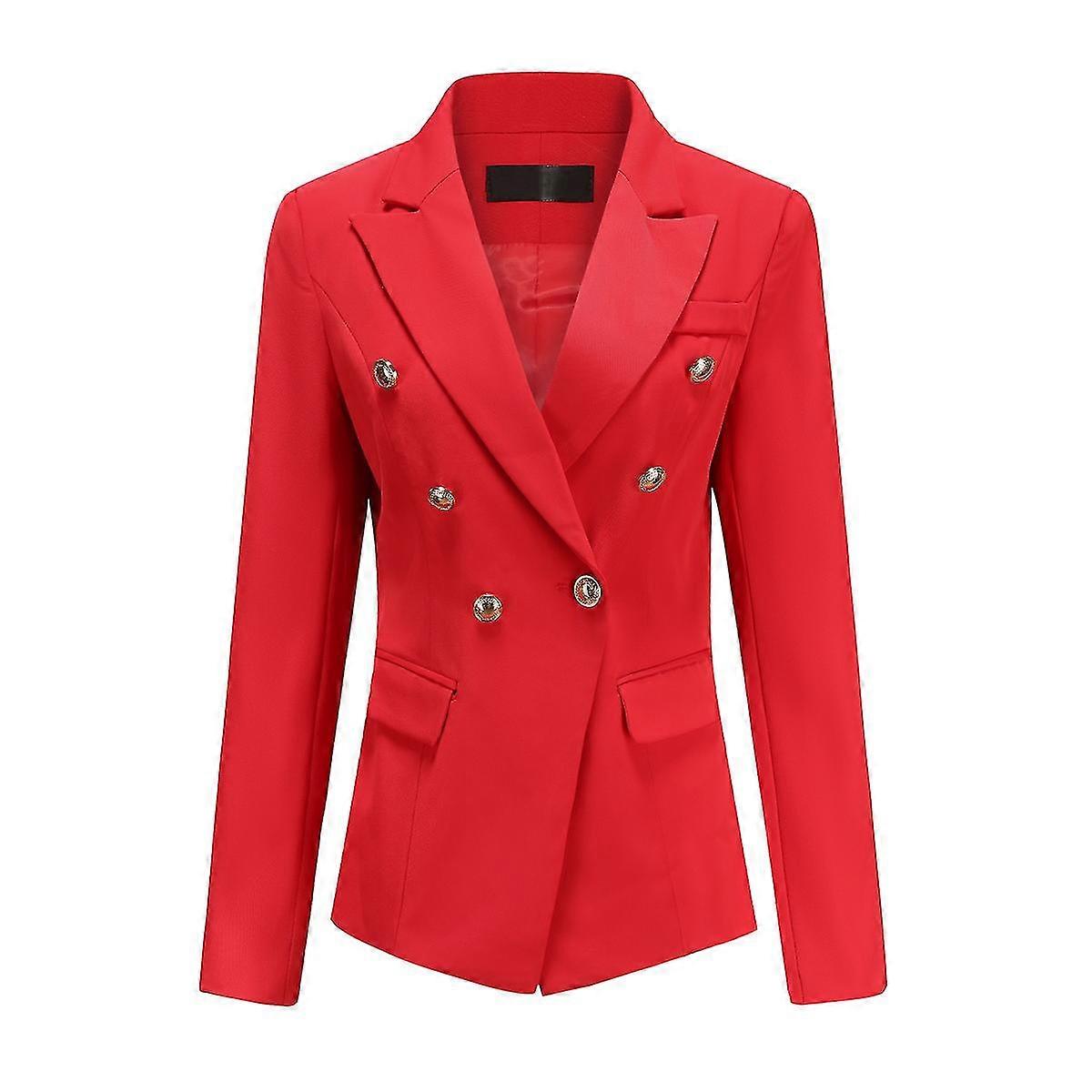 Two-Piece Mermaid Peak Lapel Plunging Maxi Office Suit with Blazer