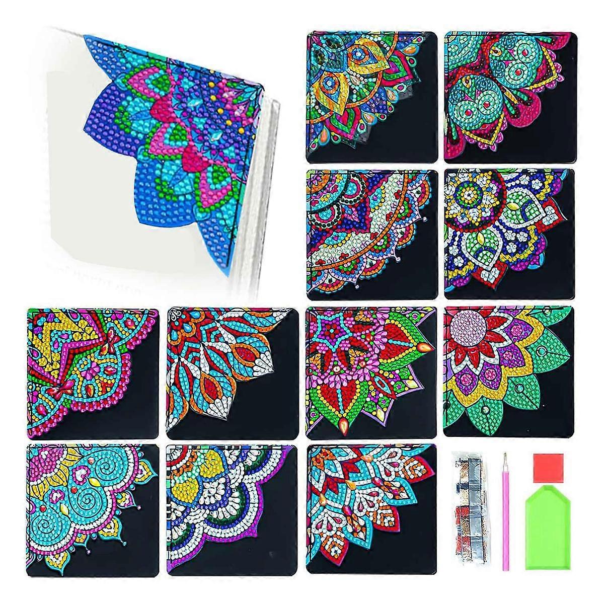 Mandala Book Marks, 12PCS DIY Diamond Bookmarks Corner Bookmark, Diamond