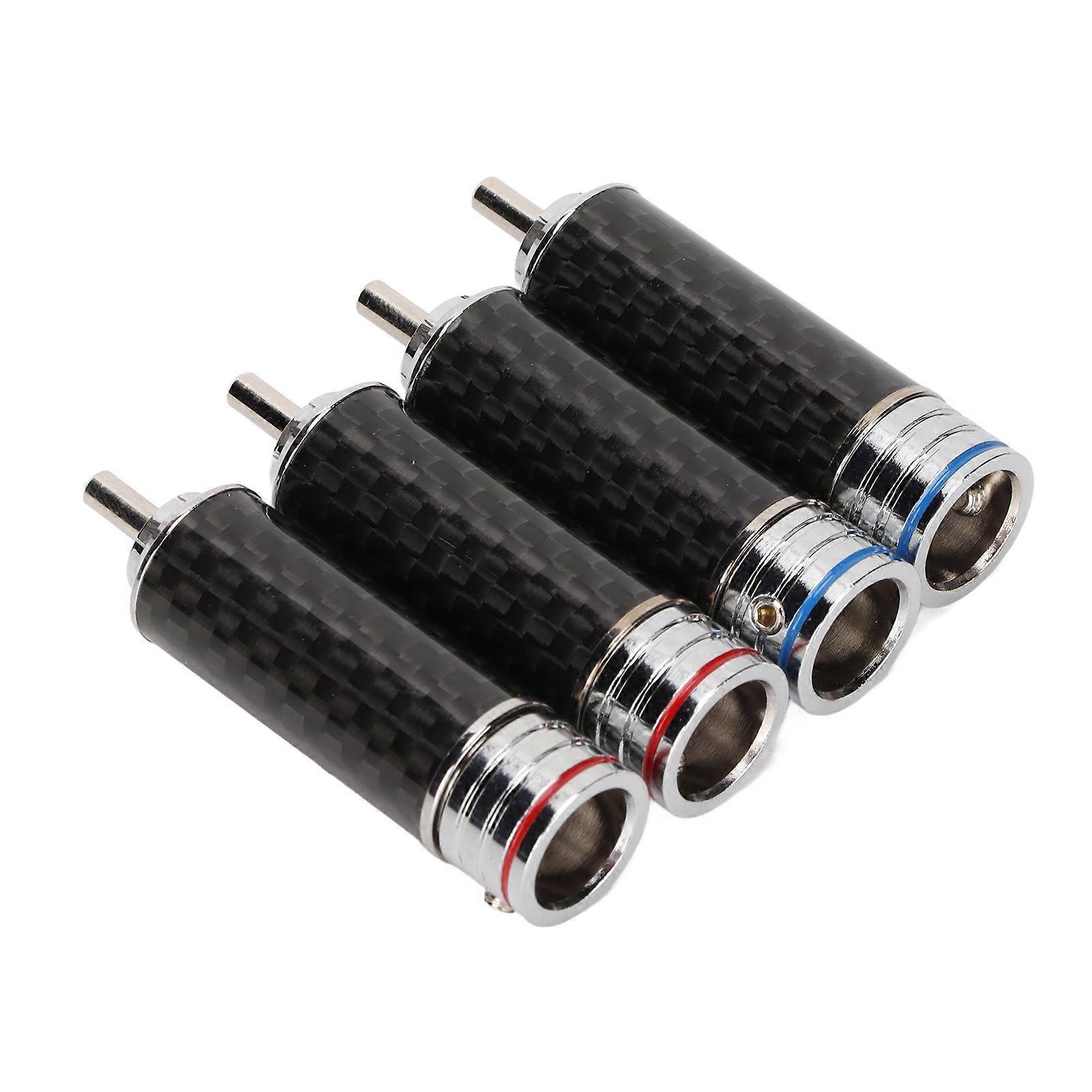4Pcs RCA Sound Plug Carbon Fiber Chrome 8mm Wire Diameter Welding RCA Connector for Professional Equipment