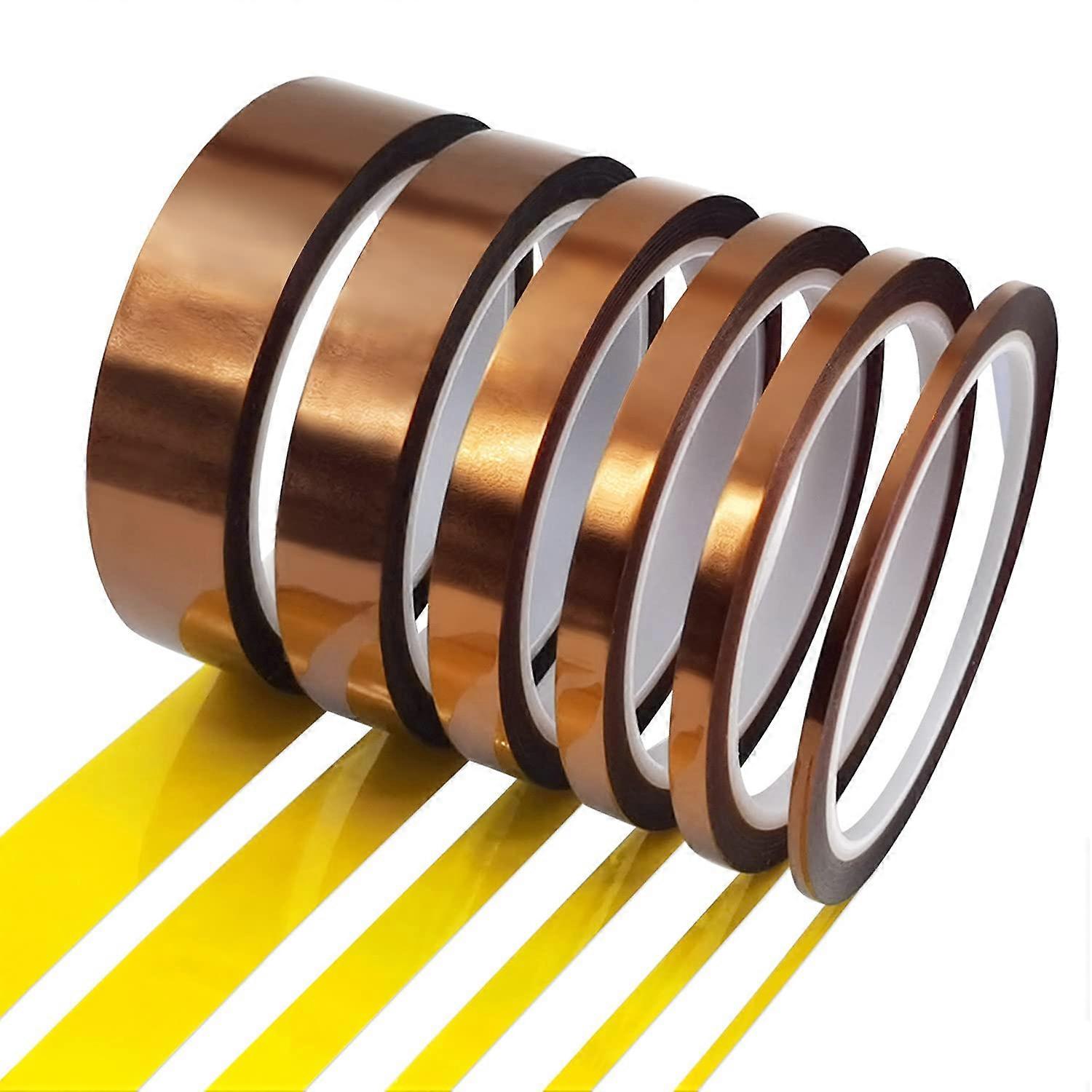 6 Pieces 280 High Temperature Resistant Kapton Polyimide Silicone Adhesive Tape, For 3D Printer, Masking, Soldering, Circuit Board Insulation (3/6/8/1