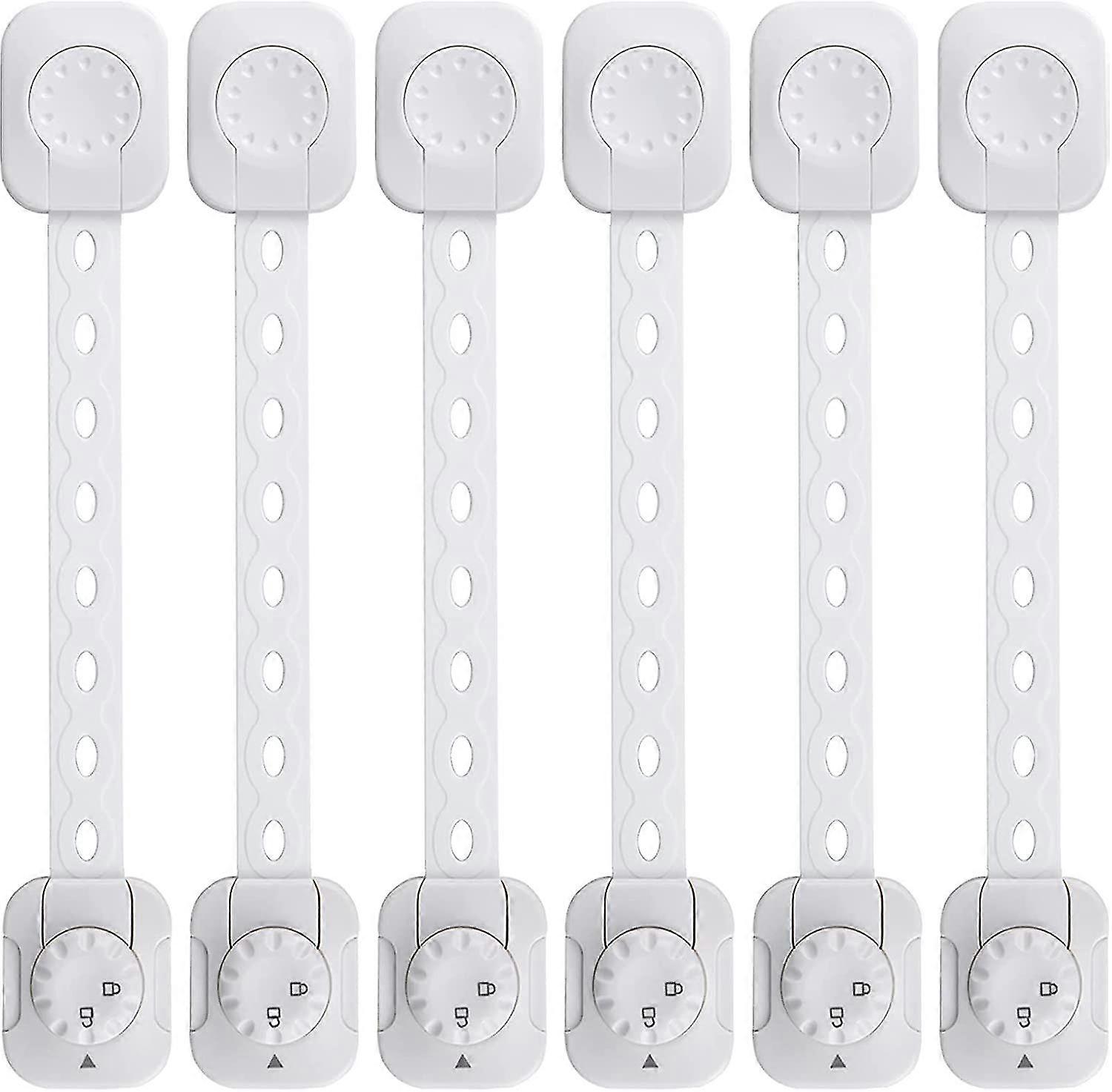Baby Safety Lock(improved), Set Of 6 Child/baby Cupboard Locking Latches, For Drawer, Fridge(white, No Tool Required)