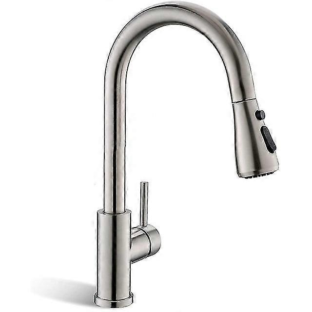 Kitchen faucet with pull down sprayer brushed nickel, high arc single handle kitchen sink faucet with water lines
