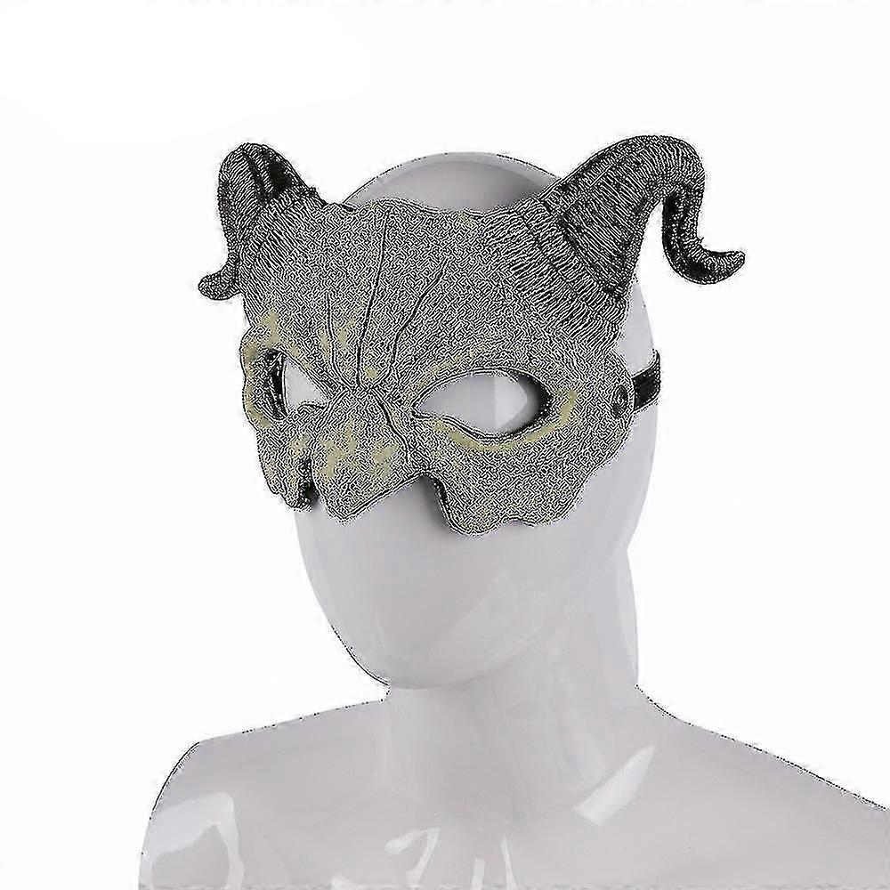 Half Face Ram Horn Devil Mask For Cosplay Costume