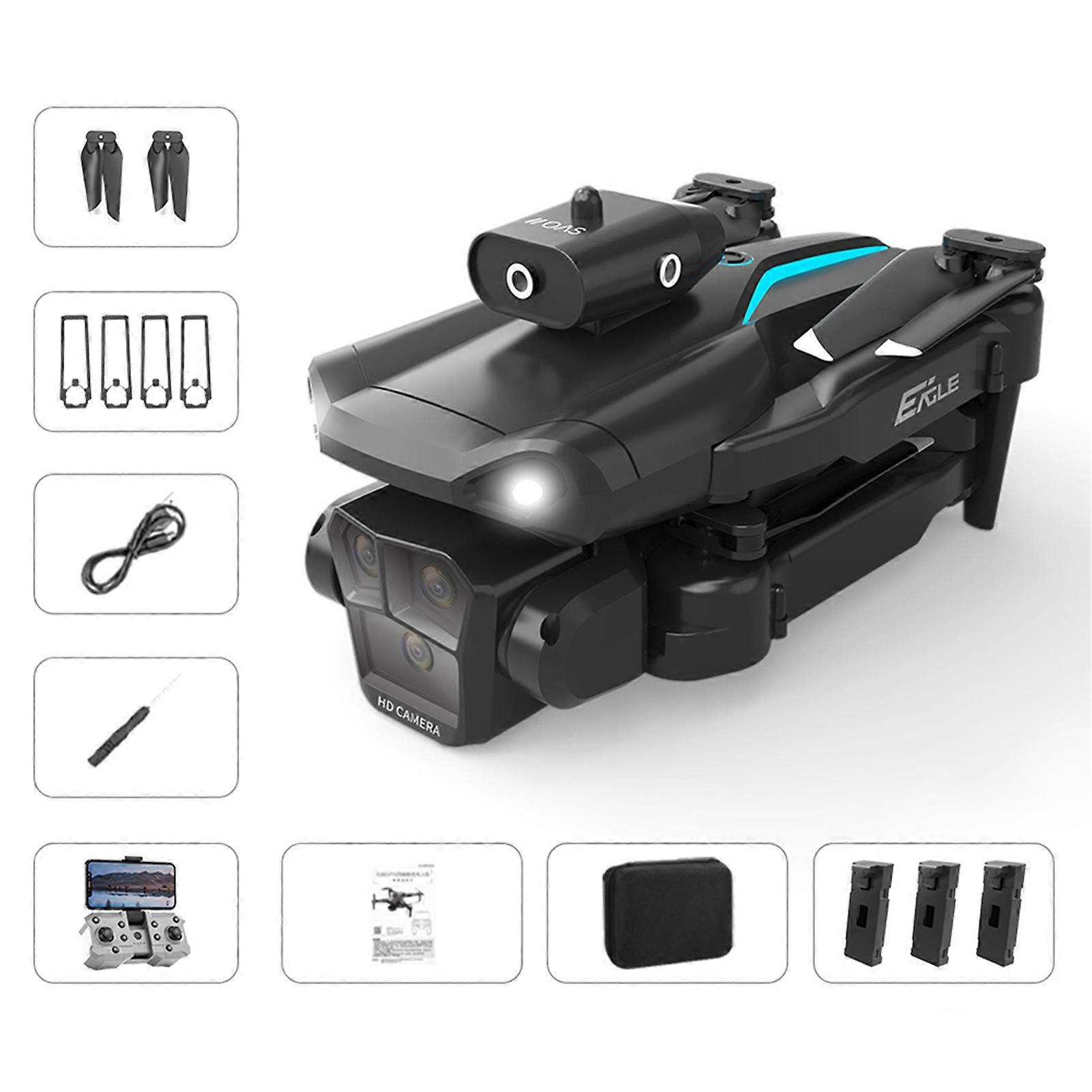 Foldable Three-Shot Aerial-Drone Adjustables Lens Quadcopters Toys for Beginner Professional