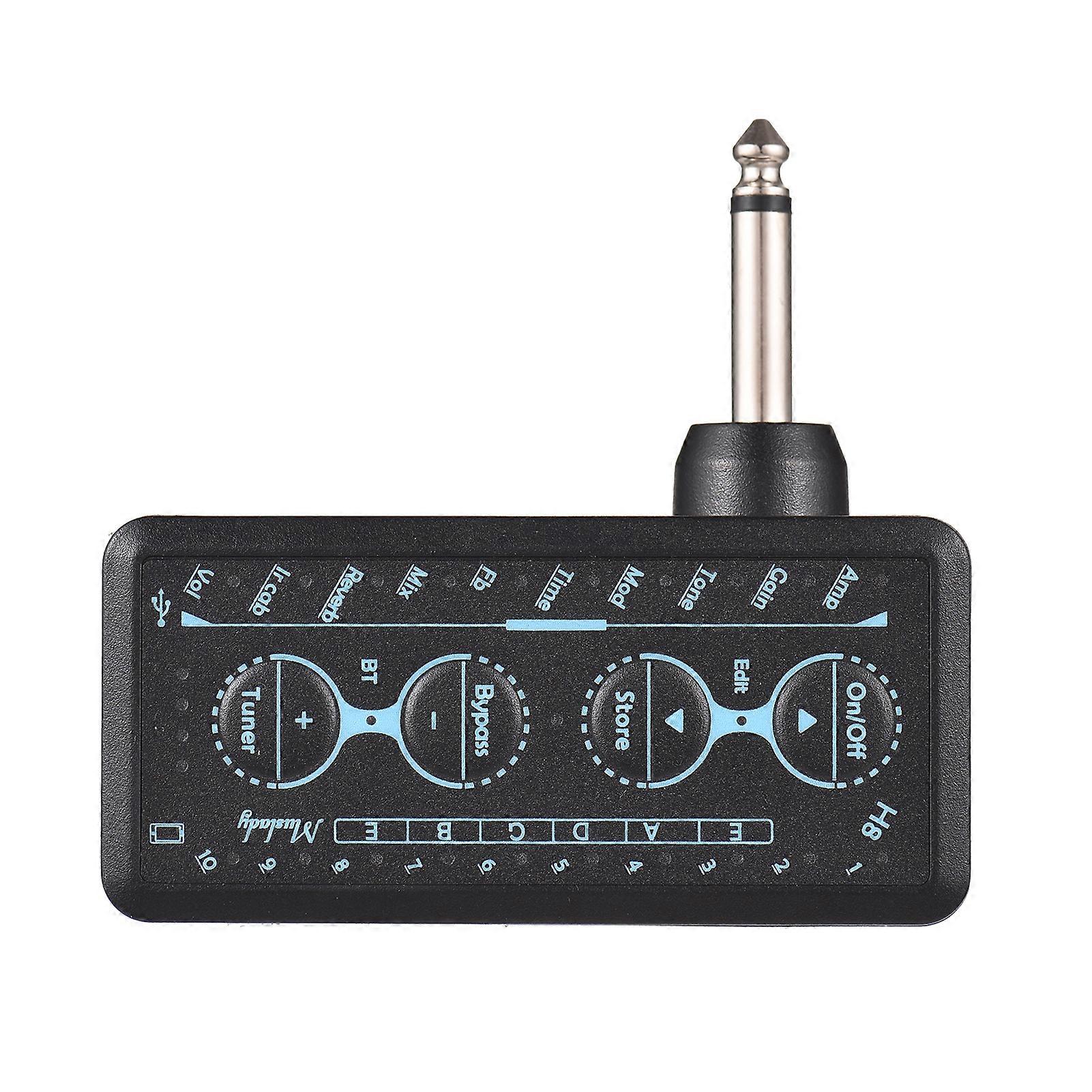 Muslady Multi-effects Guitar Headphone Amplifier Rechargeable Pocket Headphone Guitar Amp with 3.5mm Jack 10 Preamp Chorus Phaser Reverb Delay Tuner f