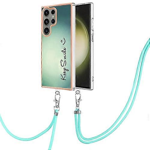 For Samsung Galaxy S23 Ultra 5G Electroplating Dual-side IMD Phone Case with Lanyard