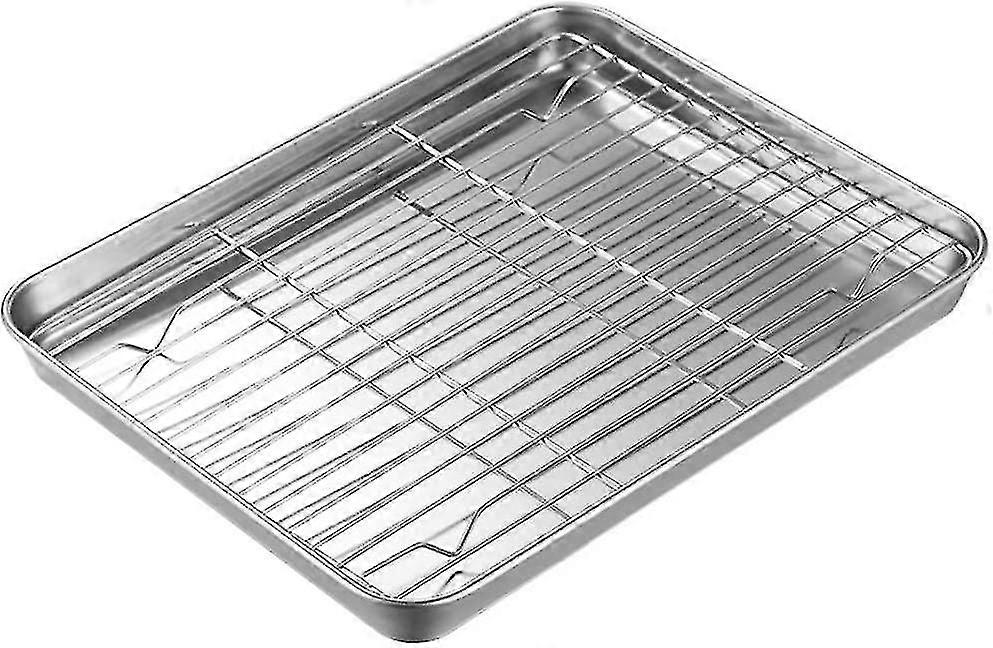 Stainless Steel Roast Tray - Non Stick Pan With Grill Rack For Roasting Cooker And Universal Roaster Oven