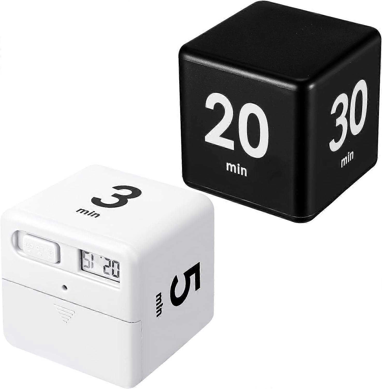 2 Pieces Cube Timers Gravity Sensor Flip Timer Kids Timer Workout Timer and Game Timer for Time Management, 1 3 5 10 Minutes and 15 20 30 60 Minutes (