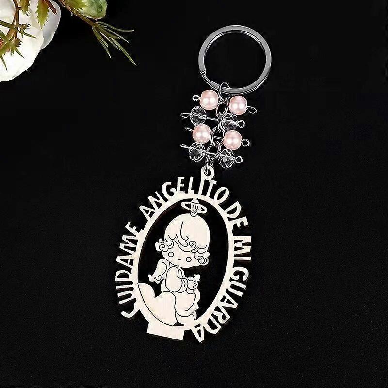 12pcs木製洗礼キーホルダー聖体拝領天使の男の子と女の子Recuerdos de Bautizoキリスト教カトリックの家の装飾教会の贈り物