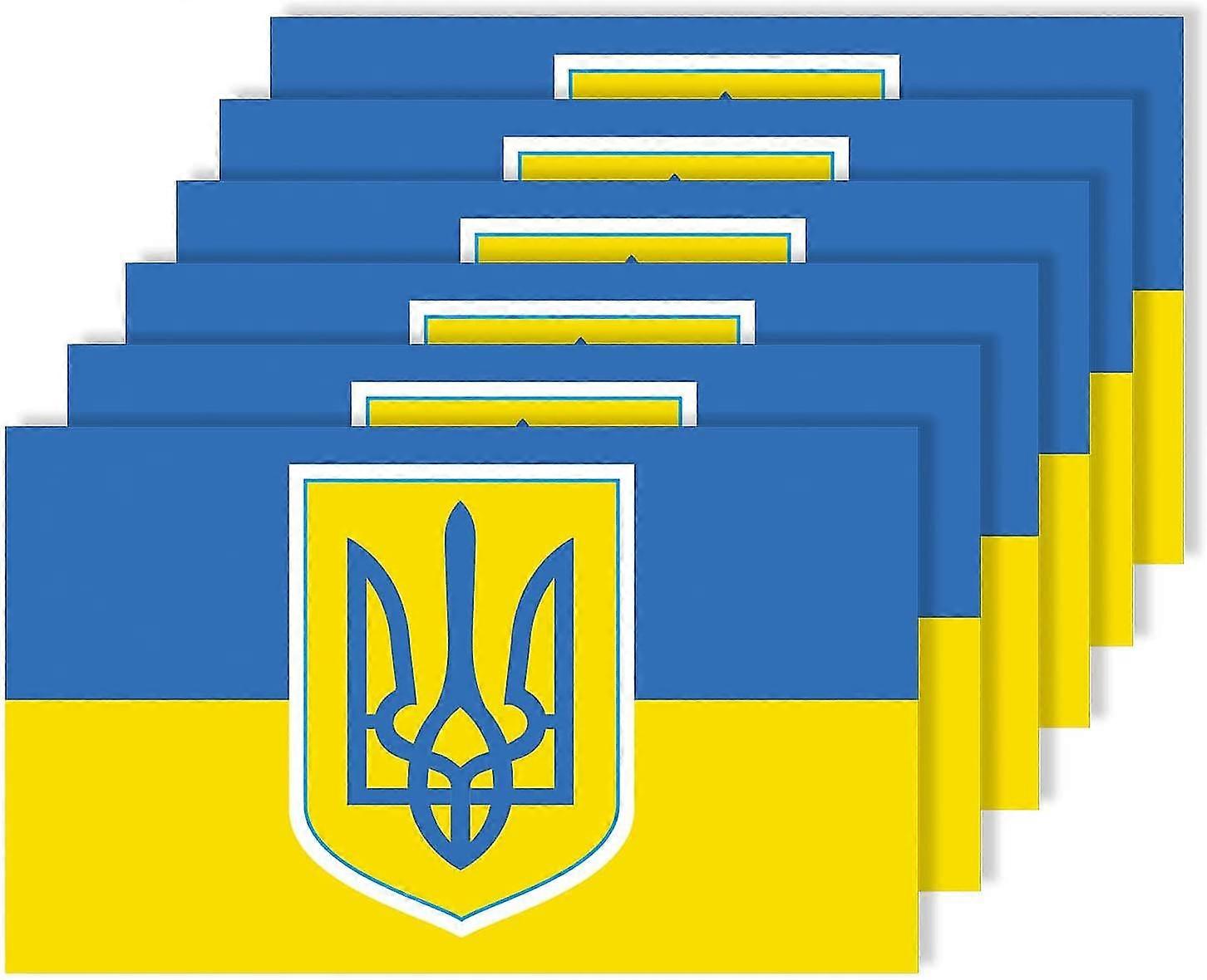 Ukraine Flag Stickers With Ukrainian Emblem