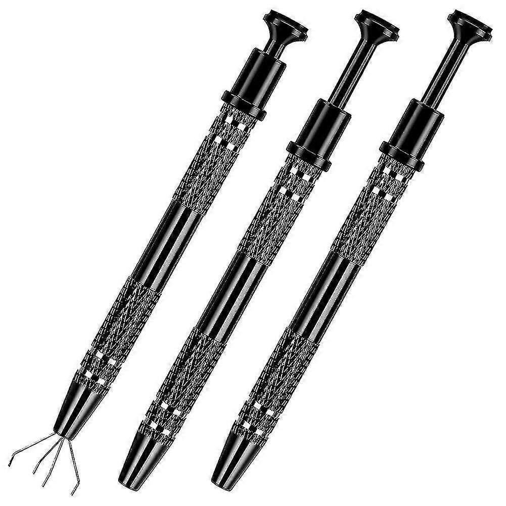 3 Pack 4-claw Pick Up Tool, For Ic Chip, Electronic Components, Black