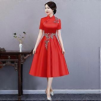 green emerald velvet dress Homeilteds Party Cheongsam Vintage Chinese Style Spring Long Evening Dress  Oriental Woman Elegant Qipao Comfortable (Color : Green, Size : S.) : main image 1
