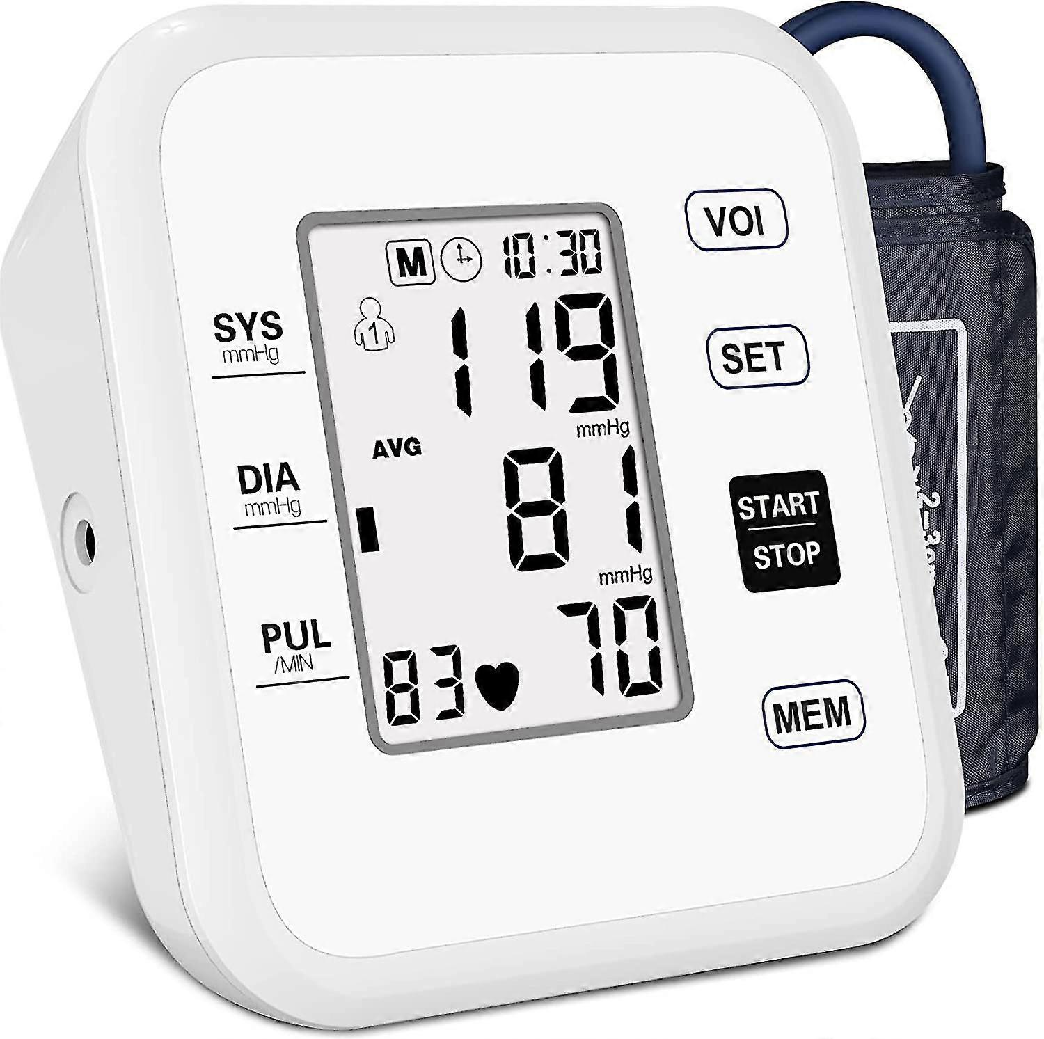 Blood Pressure Machine, Blood Pressure Monitor Upper Arm, Bp Monitor With Large Blood Pressure Cuff, Automatic Digital Bp Machine With Large Lcd Displ